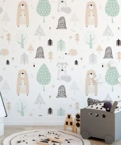 Boutique KidKraft 26 Decochic Papier Peint Vinyle Adhésif Animaux De La Forêt Vert 50x300 Cm