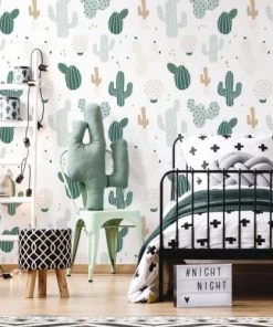 Decochic Papier Peint Vinyle Adhésif Cactus Verts 50x300 Cm