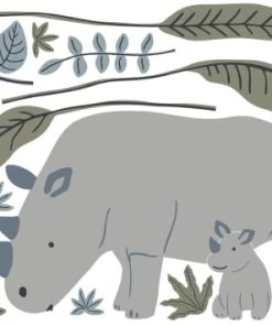 Lilipinso Planche De Stickers Décor L Les Rhinos Multicolore