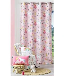 Douceur D'Intérieur Rideau 140x260 Princesse Licorne Rose