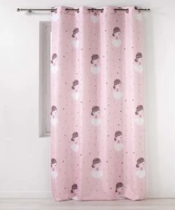 Douceur D'Intérieur Rideau Imprimé Polyester Rose 260x140cm