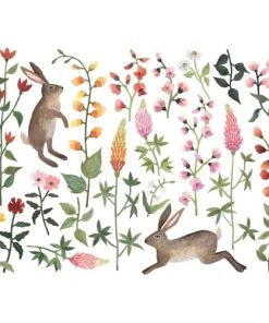 Lilipinso Sticker Décora Fleurs Et Lapins En Vinyle Multicolor 64x90cm