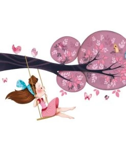 Acte Deco Sticker Mural Balançoire Fille Pour Enfant - 110x60