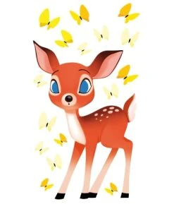 Acte Deco Sticker Mural Faon Et Papillons Pour Enfant - 110x60
