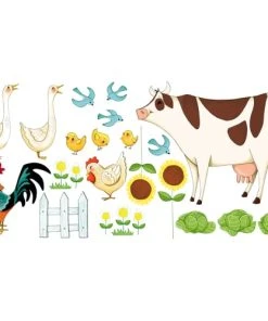 Acte Deco Sticker Mural Les Animaux De La Ferme Pour Enfant - 110x60