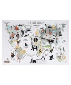 The Home Deco Kids Sticker Mural Mappemonde 90x60 Cm Continents Gris