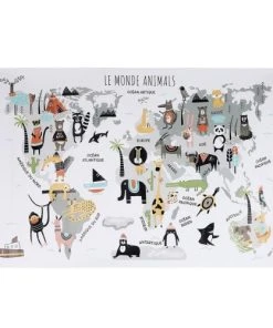 The Home Deco Factory Sticker Mural Mappemonde Gris 90x60cm