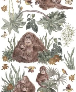Lilipinso Sticker Singes, Les Orangs-outans En Vinyle Marron 29,7x42 Cm
