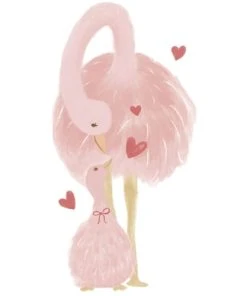 Lilipinso Sticker Xl Maman Et Bébé Autruche Rose