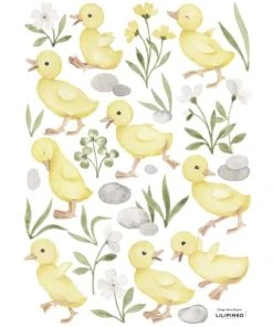 Lilipinso Stickers 9 Petits Cannetons En Vinyle Mat Jaune 29,7x 42 Cm