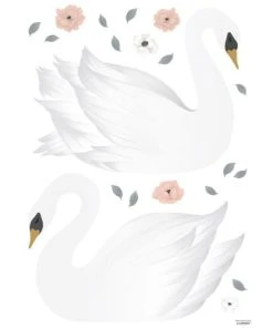 Lilipinso Stickers Cygnes En Vinyle Mat Blanc 64x90 Cm