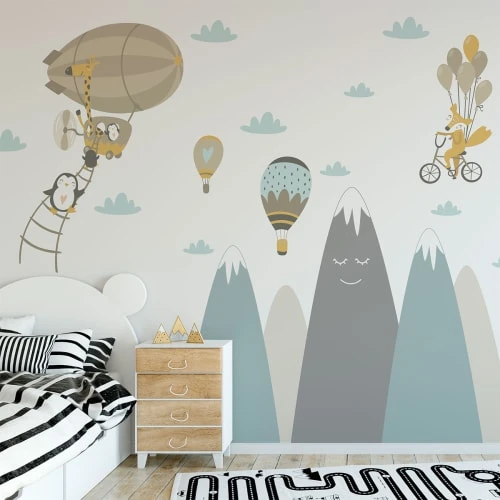 Ambiance Sticker Stickers Enfant Montagnes Scandinaves Et Animaux Volants 50x75cm 7 Ambiance Sticker Stickers Enfant Montagnes Scandinaves Et Animaux Volants 50x75cm – Image 5