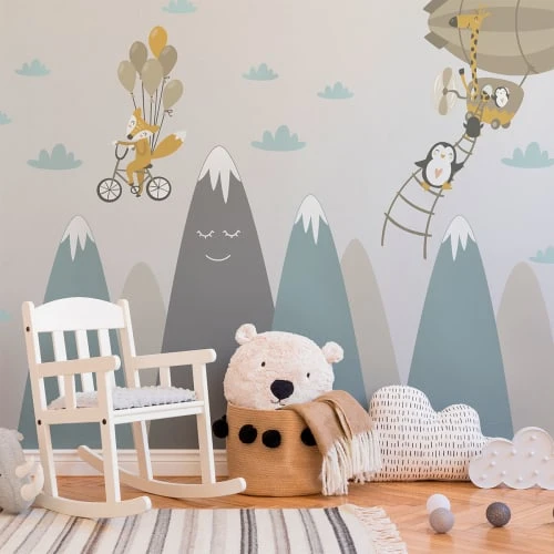 Ambiance Sticker Stickers Enfant Montagnes Scandinaves Et Animaux Volants 70x105cm 5 Ambiance Sticker Stickers Enfant Montagnes Scandinaves Et Animaux Volants 70x105cm – Image 3