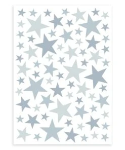 Lilipinso Stickers étoiles En Vinyle Mat Bleu Gris