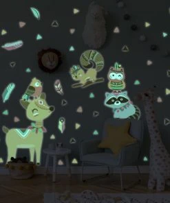 Ambiance Sticker Stickers Mural Phosphorescents Lumineux Animaux 80x60cm