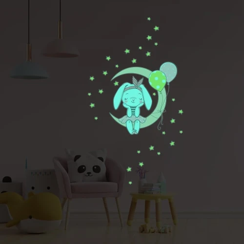 Ambiance Sticker Stickers Mural Phosphorescents Lumineux Lapin 105x100cm 3 Ambiance Sticker Stickers Mural Phosphorescents Lumineux Lapin 105x100cm