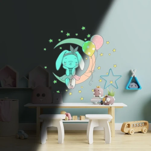 Ambiance Sticker Stickers Mural Phosphorescents Lumineux Lapin 130x120cm 5 Ambiance Sticker Stickers Mural Phosphorescents Lumineux Lapin 130x120cm – Image 3