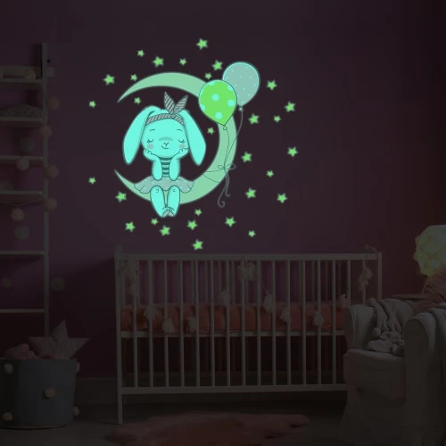 Ambiance Sticker Stickers Mural Phosphorescents Lumineux Lapin 130x120cm 6 Ambiance Sticker Stickers Mural Phosphorescents Lumineux Lapin 130x120cm – Image 4