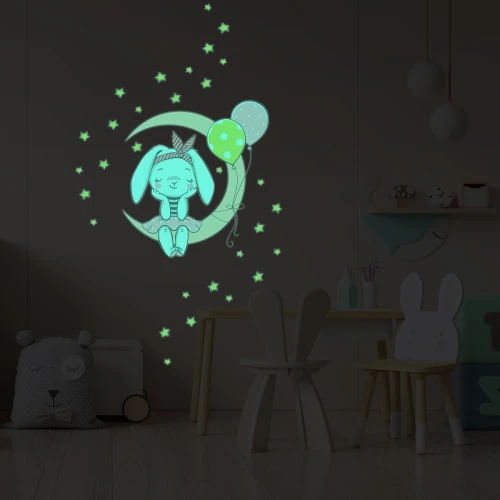 Ambiance Sticker Stickers Mural Phosphorescents Lumineux Lapin 130x120cm 7 Ambiance Sticker Stickers Mural Phosphorescents Lumineux Lapin 130x120cm – Image 5