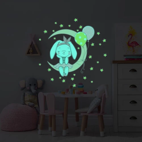 Ambiance Sticker Stickers Mural Phosphorescents Lumineux Lapin 75x70cm 8 Ambiance Sticker Stickers Mural Phosphorescents Lumineux Lapin 75x70cm – Image 6
