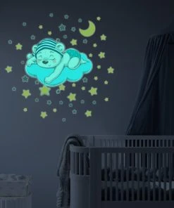 Ambiance Sticker Stickers Mural Phosphorescents Lumineux Ourson 50x60cm
