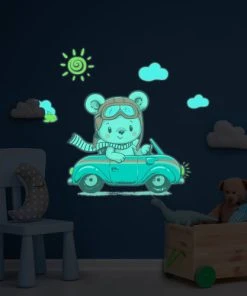 Ambiance Sticker Stickers Mural Phosphorescents Lumineux Ourson 80x95cm