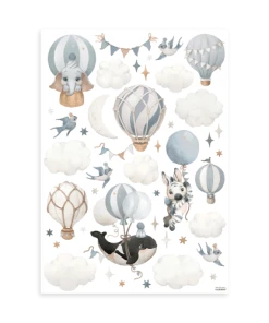 Lilipinso Stickers Muraux Animaux Et Ballons En Vinyle Mat Bleu