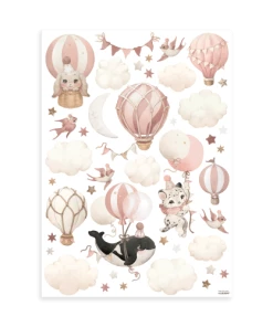 Lilipinso Stickers Muraux Animaux Et Ballons En Vinyle Mat Rose