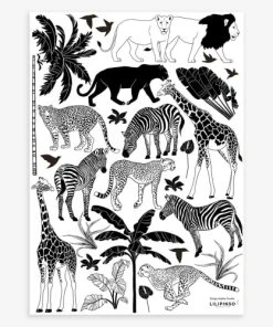 Lilipinso Stickers Muraux Animaux Sauvages En Vinyle Mat Noir