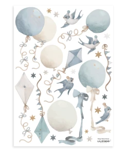 Lilipinso Stickers Muraux Ballons Et Cerfs-volants En Vinyle Mat Bleu