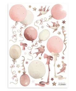 Lilipinso Stickers Muraux Ballons Et Cerfs-volants En Vinyle Mat Rose