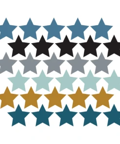 Decochic Stickers Muraux En Vinyle étoiles Bleu Et Moutarde