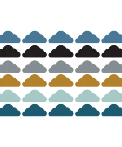 Decochic Stickers Muraux En Vinyle Nuages Pêche Et Vert -Boutique KidKraft stickers muraux en vinyle nuages bleu et moutarde clouds2 2