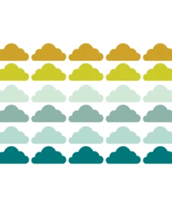 Decochic Stickers Muraux En Vinyle Nuages Pêche Et Vert -Boutique KidKraft stickers muraux en vinyle nuages vert et moutarde clouds2