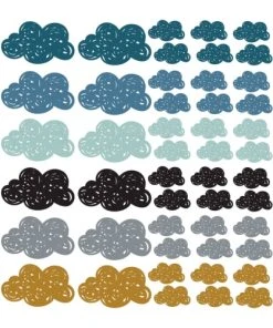 Boutique KidKraft 36 Decochic Stickers Muraux En Vinyle Petits Nuages Bleu Et Moutarde