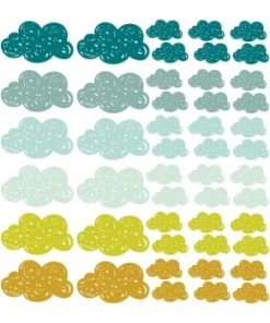 Decochic Stickers Muraux En Vinyle Petits Nuages Vert Et Moutarde -Boutique KidKraft stickers muraux en vinyle petits nuages vert et moutarde clouds 3
