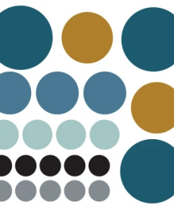 Decochic Stickers Mureaux En Vinyle Rondes Mix Bleu Et Gris -Boutique KidKraft stickers muraux en vinyle rondes mix bleu et moutarde 4
