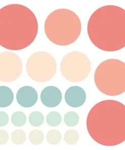 Decochic Stickers Muraux En Vinyle Rondes Mix Pêche Et Vert