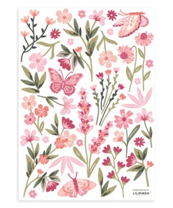 Lilipinso Stickers Muraux Fleurs Et Papillons En Vinyle Mat Rose