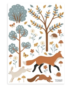 Lilipinso Stickers Muraux Forêt, Renard, Animaux En Vinyle Mat Multicolore