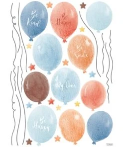 Lilipinso Stickers Muraux Grands Ballons En Vinyle Mat Multicolore