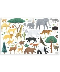 Lilipinso Stickers Muraux Les Animaux Du Monde En Vinyle Mat Multicolore