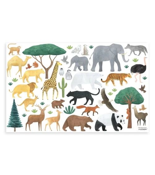 Lilipinso Stickers Muraux Les Animaux Du Monde En Vinyle Mat Multicolore 3 Lilipinso Stickers Muraux Les Animaux Du Monde En Vinyle Mat Multicolore