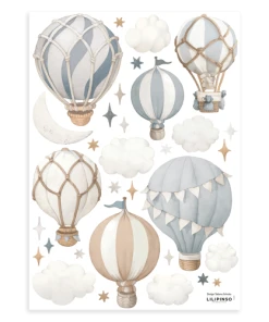 Lilipinso Stickers Muraux Les Montgolfières En Vinyle Mat Bleu
