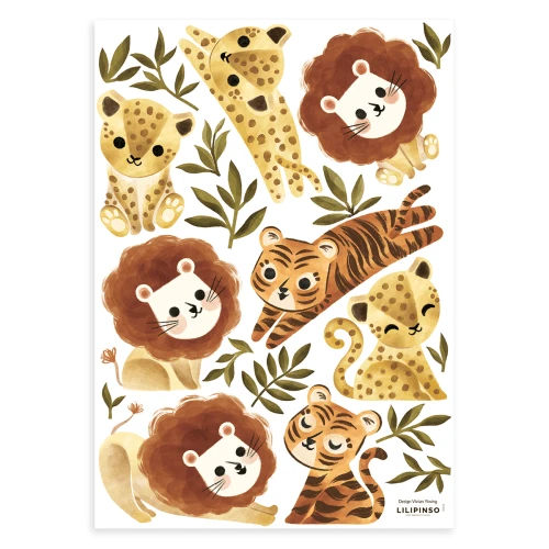 Lilipinso Stickers Muraux Lions Guépards Tigres En Vinyle Mat Multicolore 3 Lilipinso Stickers Muraux Lions Guépards Tigres En Vinyle Mat Multicolore