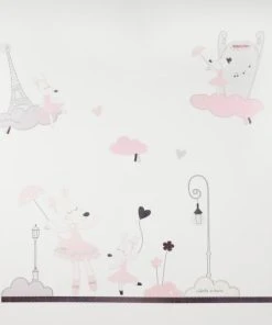 Sauthon Stickers Muraux Petite Souris 70x50cm En Papier Rose