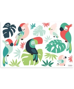 Lilipinso Stickers Muraux Tropical Perroquets En Vinyle Mat Multicolore