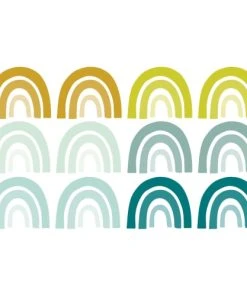 Decochic Stickers Mureaux En Vinyle Arcs En Ciel Vert Et Moutarde