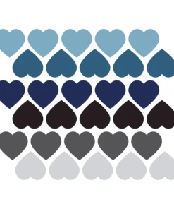Decochic Stickers Mureaux En Vinyle Coeurs Bleu Et Gris
