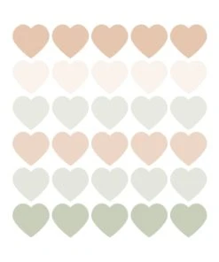Decochic Stickers Mureaux En Vinyle Coeurs Vert Et Beige